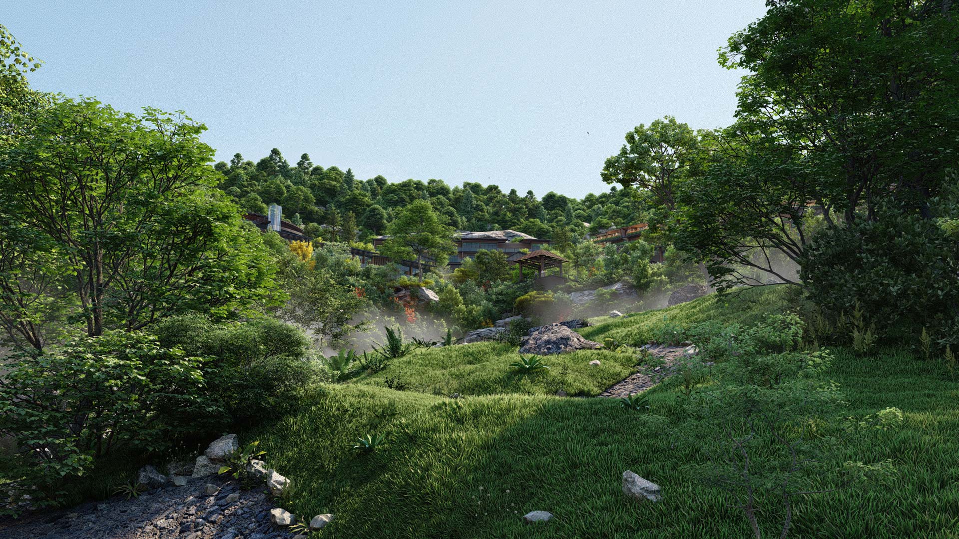 Improved-Grass--Lighting Hillside accommodations by Beehive and King Crab | Lumion Rendering