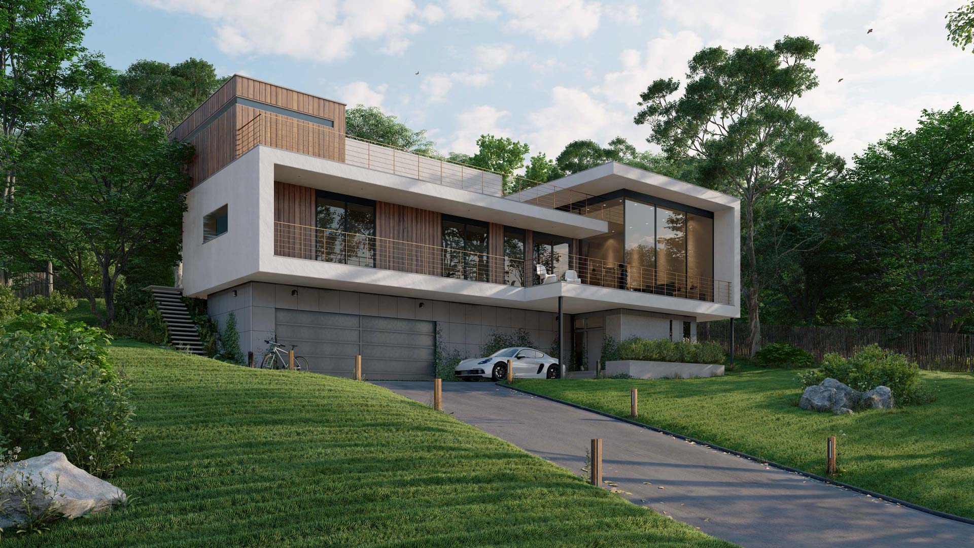Modern residence Lumion exterior long shot | Lumion Architectural Rendering