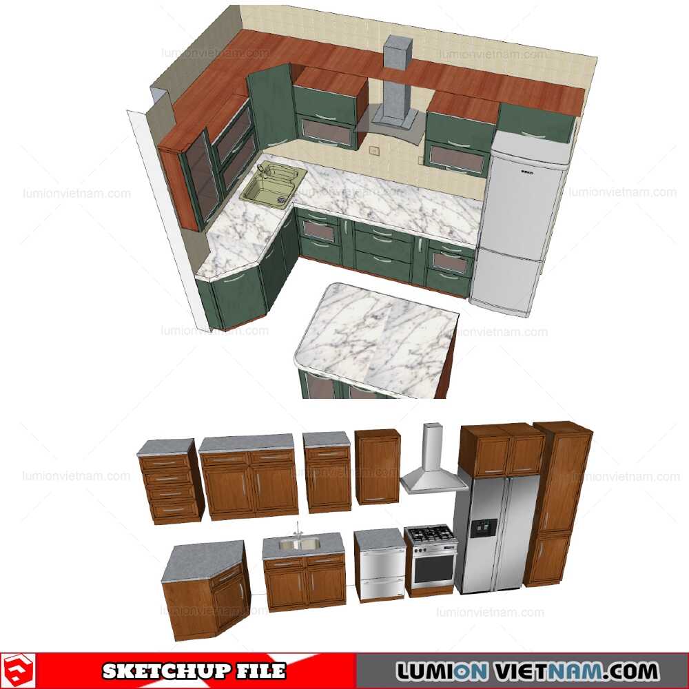 Kitchen Cabinet Sketchup Models By SU84   211215 Kitchen Cabinet 37 Sketchup Models 