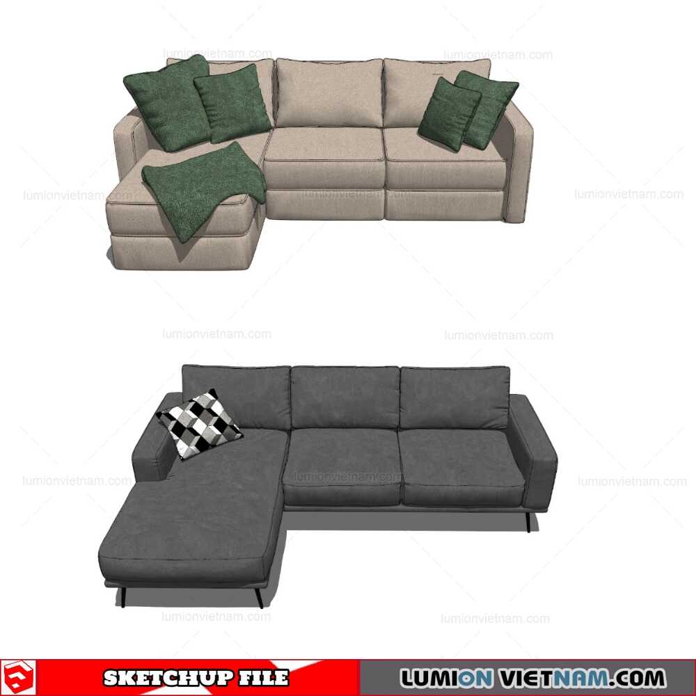 L-Shaped Sofa - Sketchup Models By Cuong Covua
