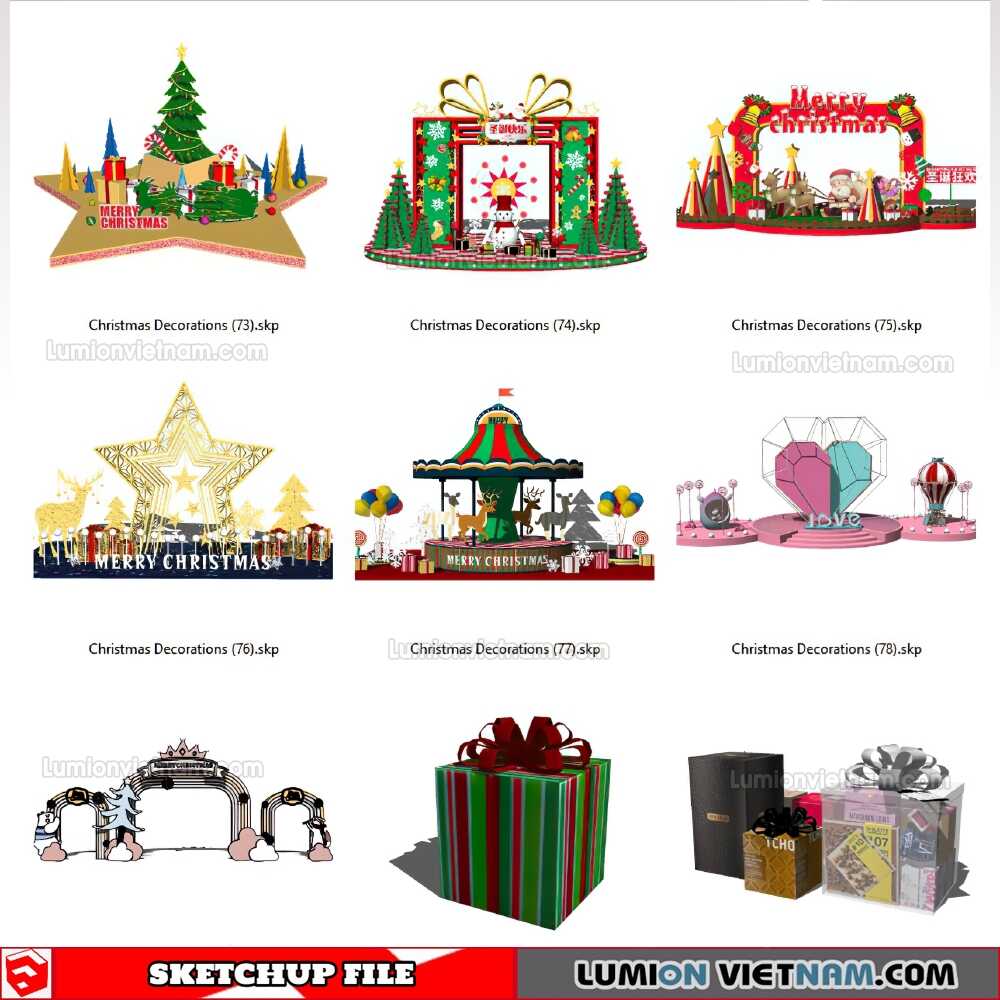 Explore christmas decorations 3d models for your holiday projects
