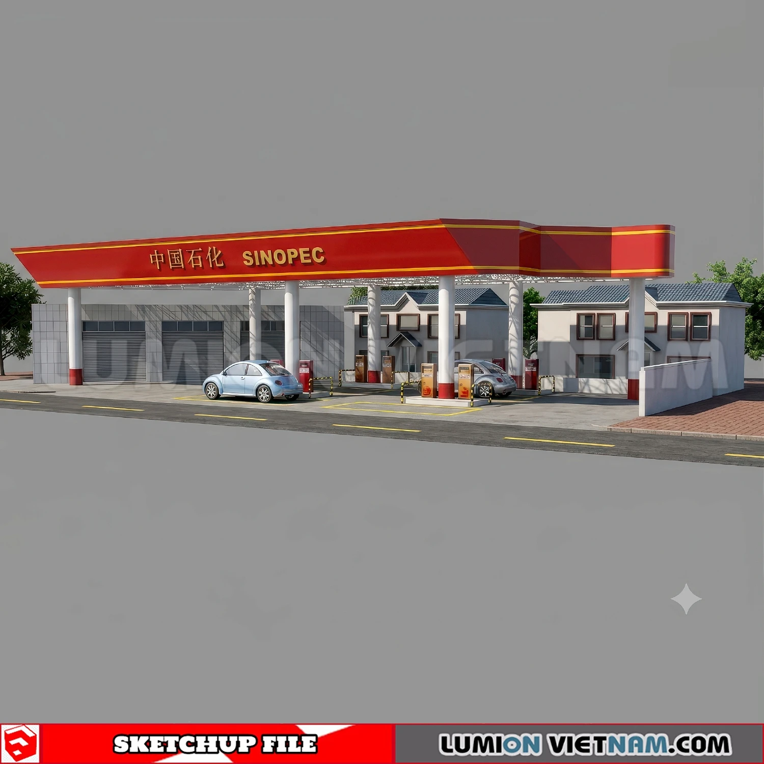 260720 Gas Station Material 42 Sketchup Models