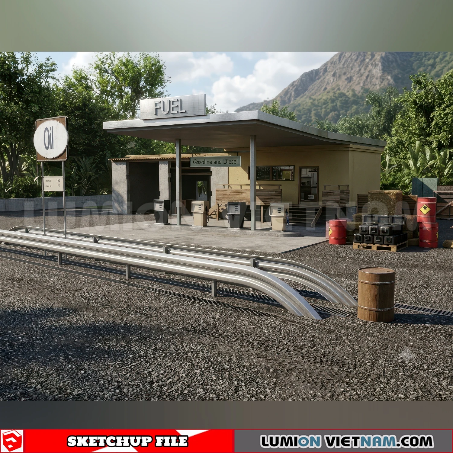 260720 Gas Station Material Sketchup Model