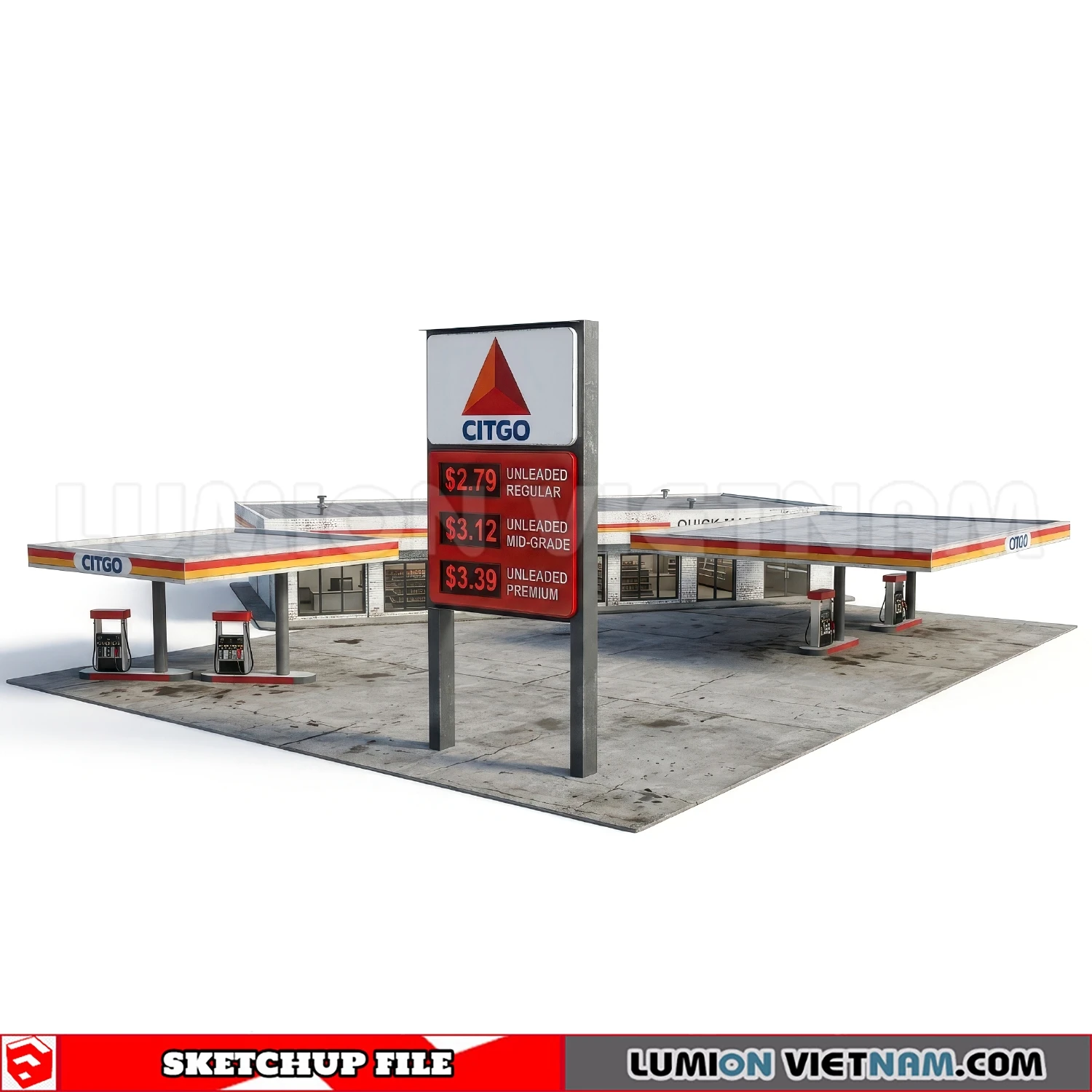 260720 Gas Station Material Sketchup Model