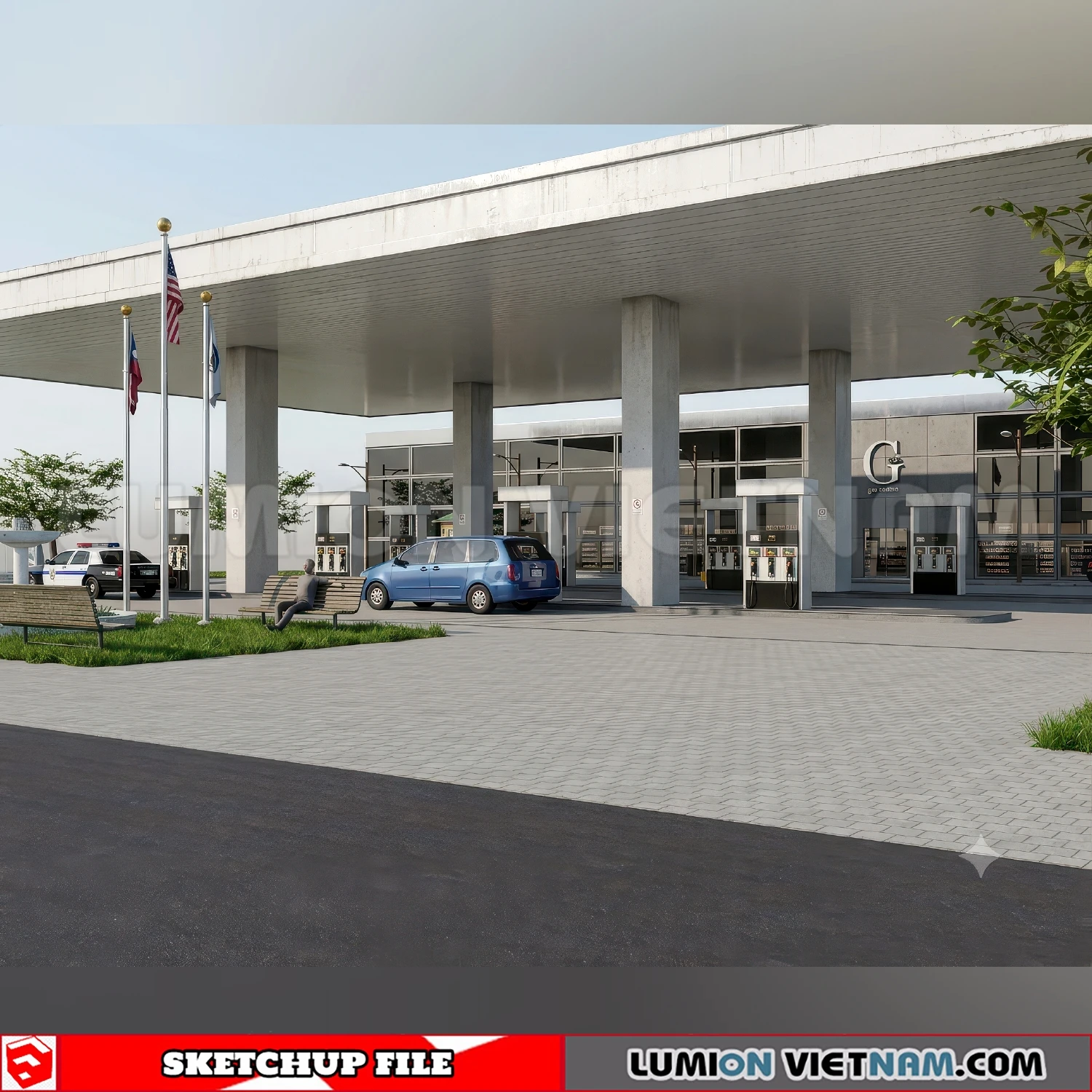 260720 Gas Station Material Sketchup Model