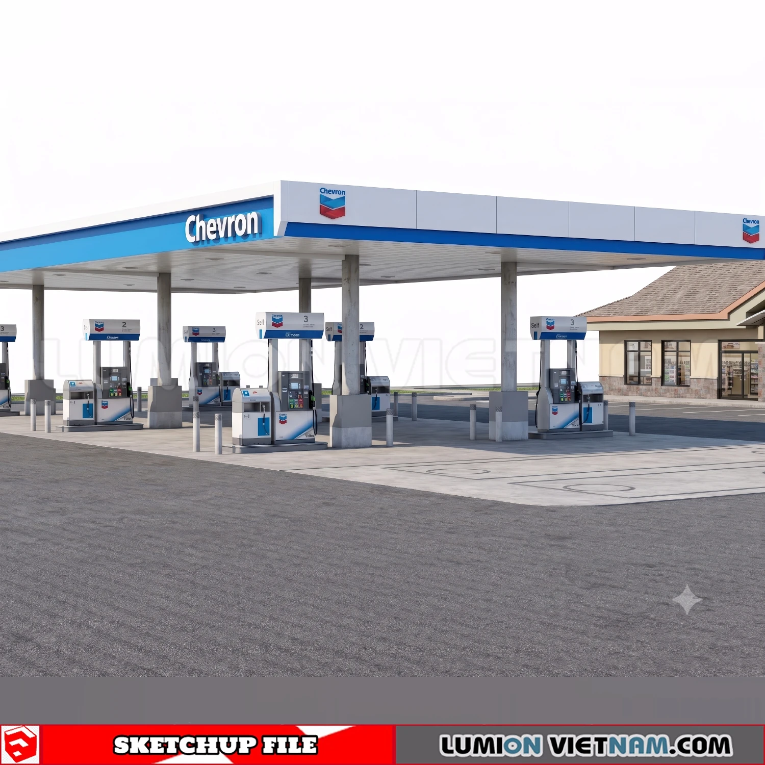 260720 Gas Station Material Sketchup Model