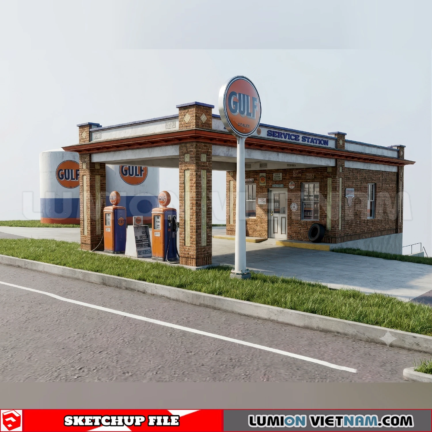 260720 Gas Station Material Sketchup Model