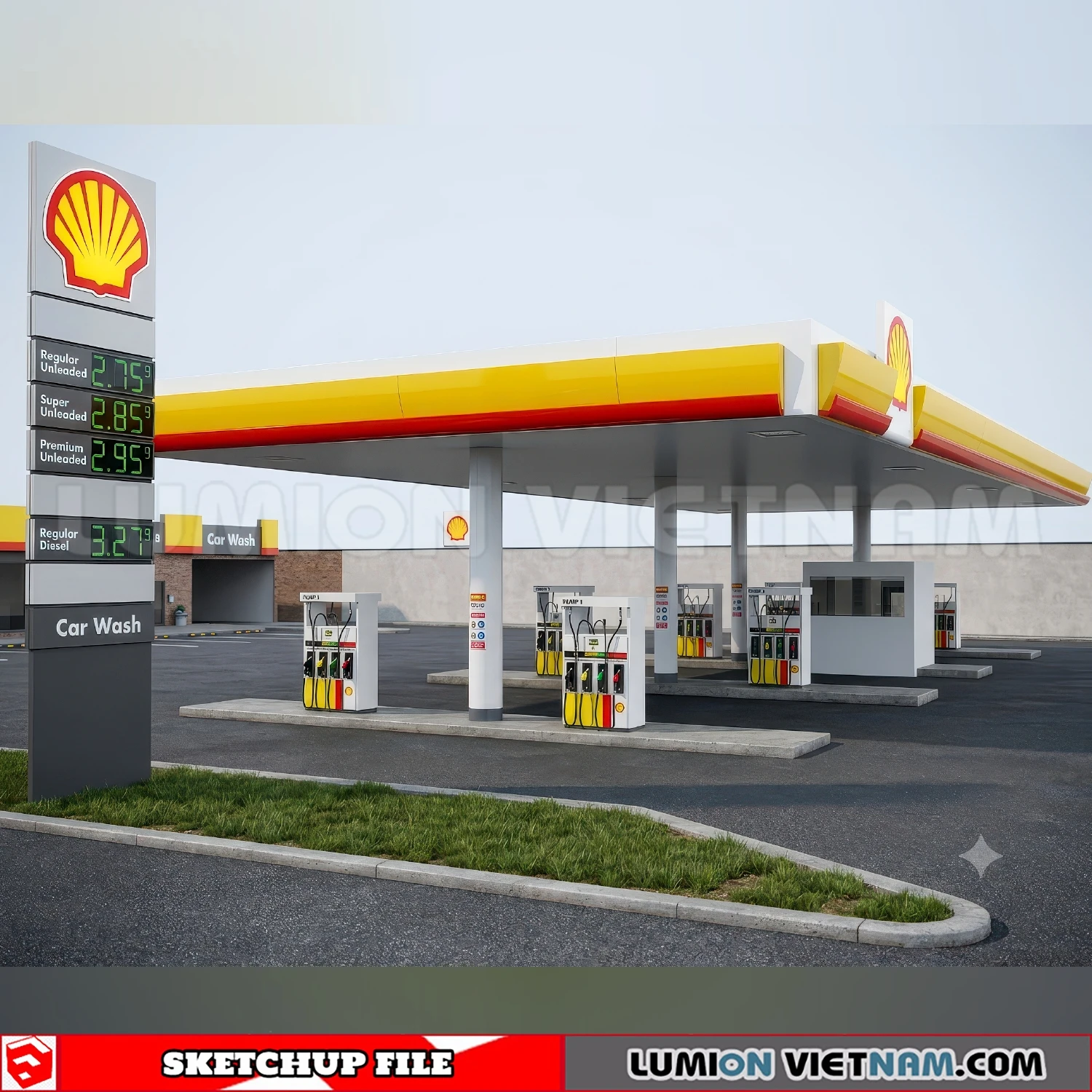 260720 Gas Station Material Sketchup Model