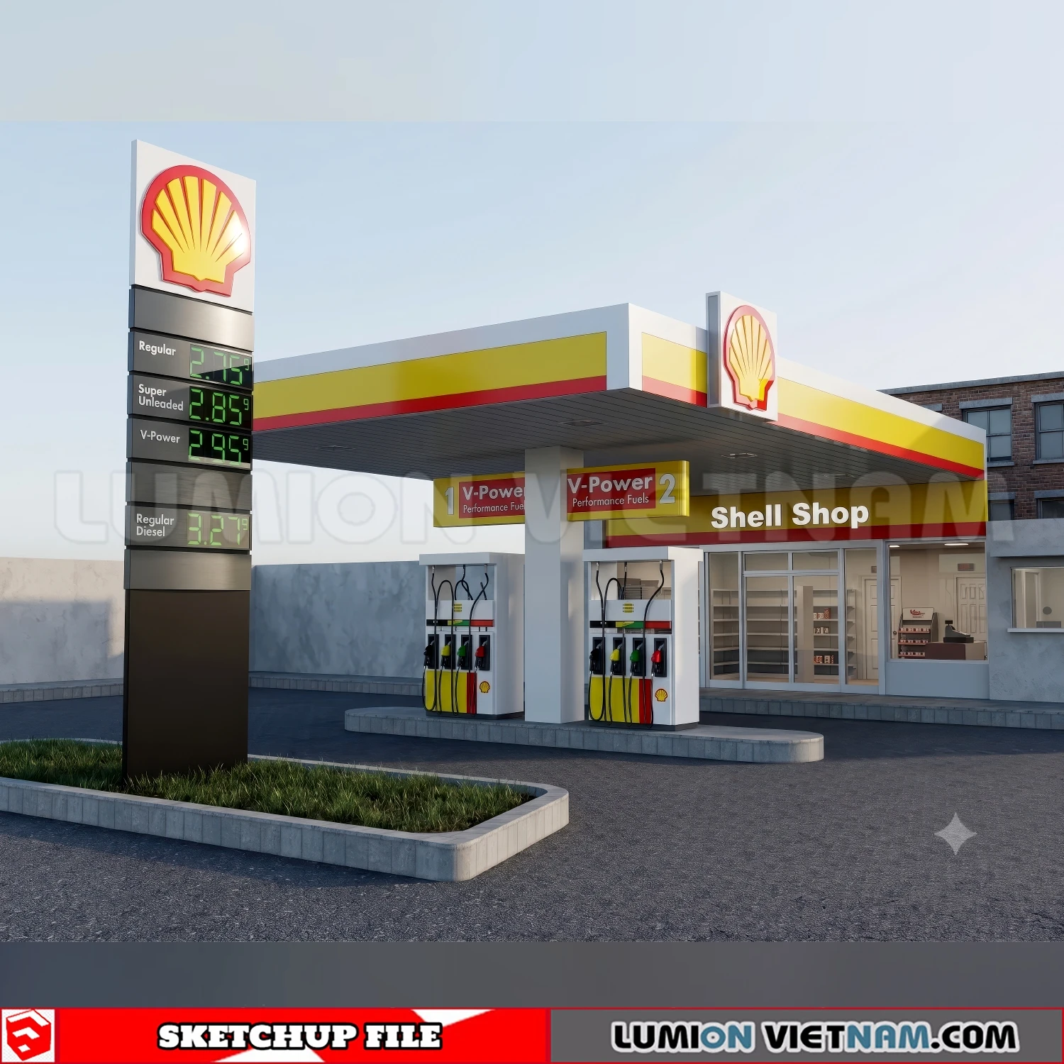 260720 Gas Station Material Sketchup Model