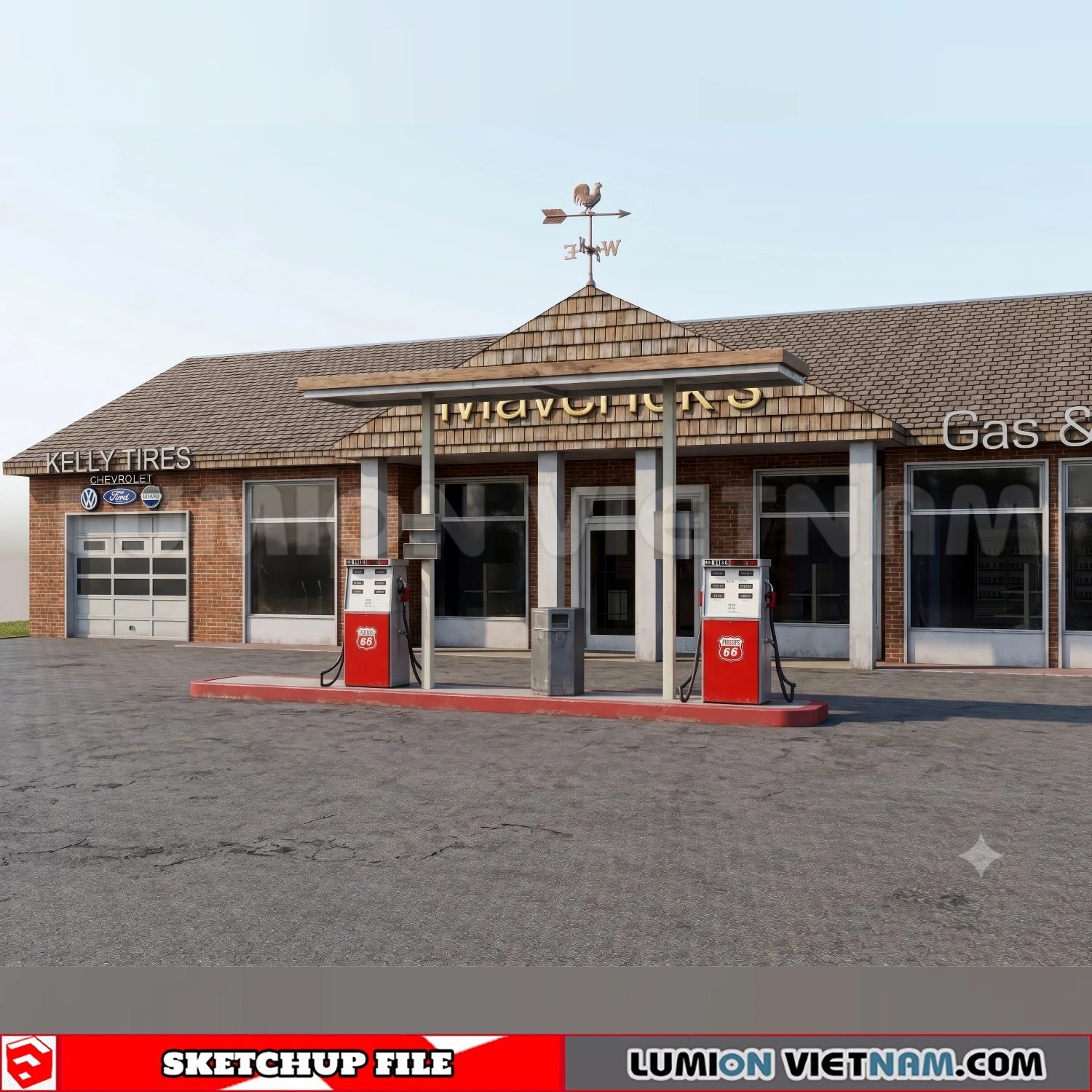 260720 Gas Station Material Sketchup Model