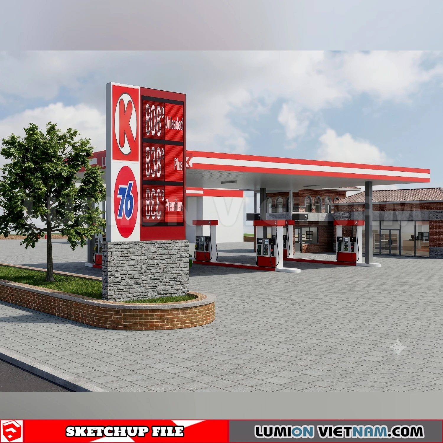 260720 Gas Station Material Sketchup Model