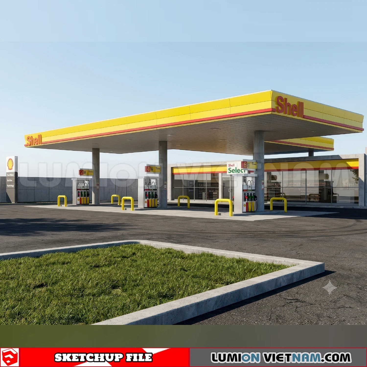 260720 Gas Station Material Sketchup Model