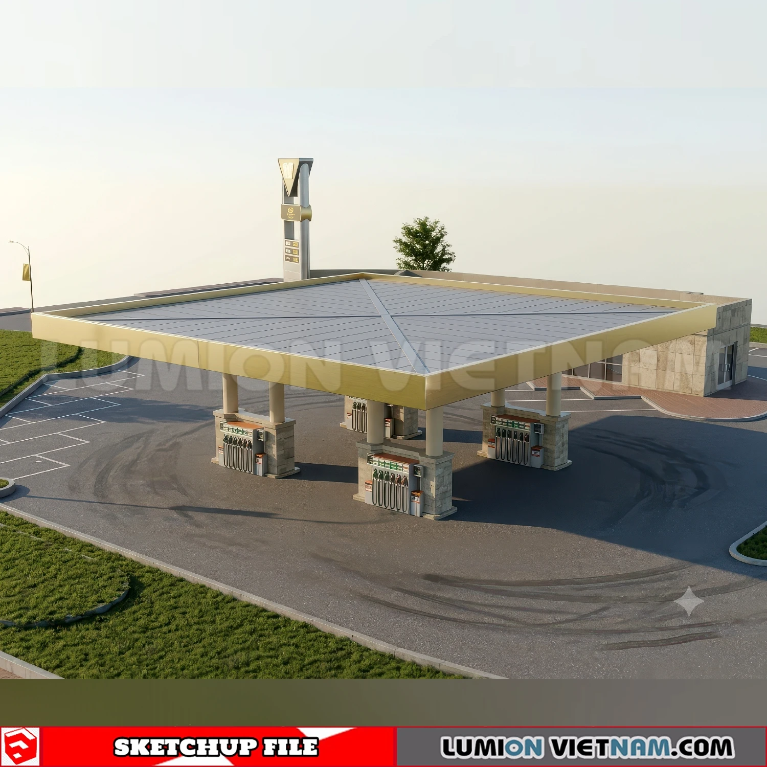 260720 Gas Station Material Sketchup Model