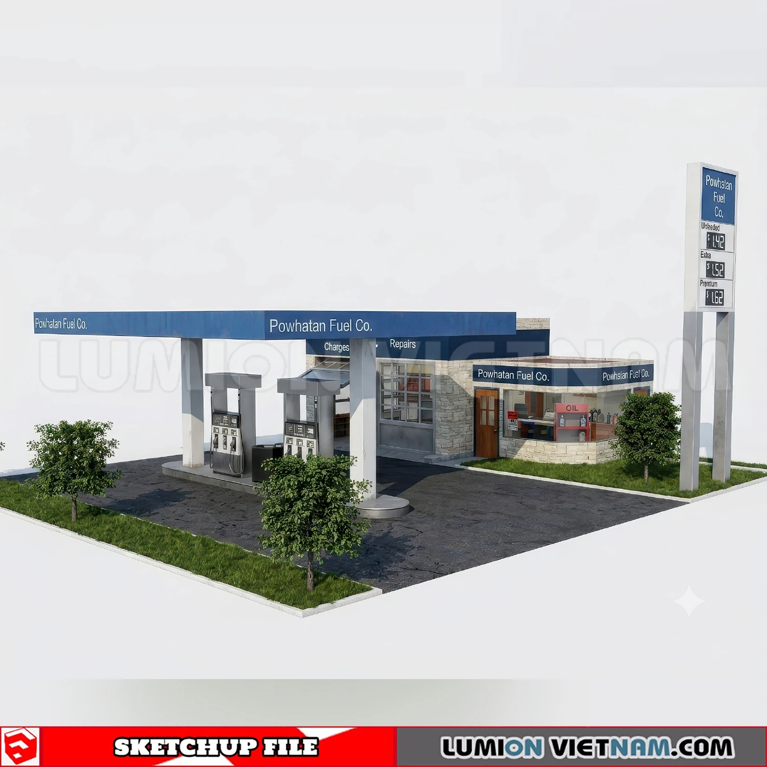 260720 Gas Station Material Sketchup Model