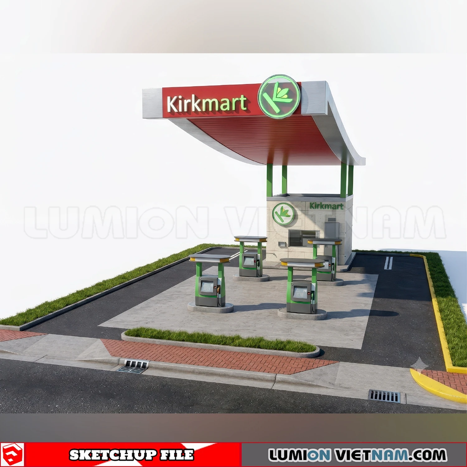 260720 Gas Station Material Sketchup Model