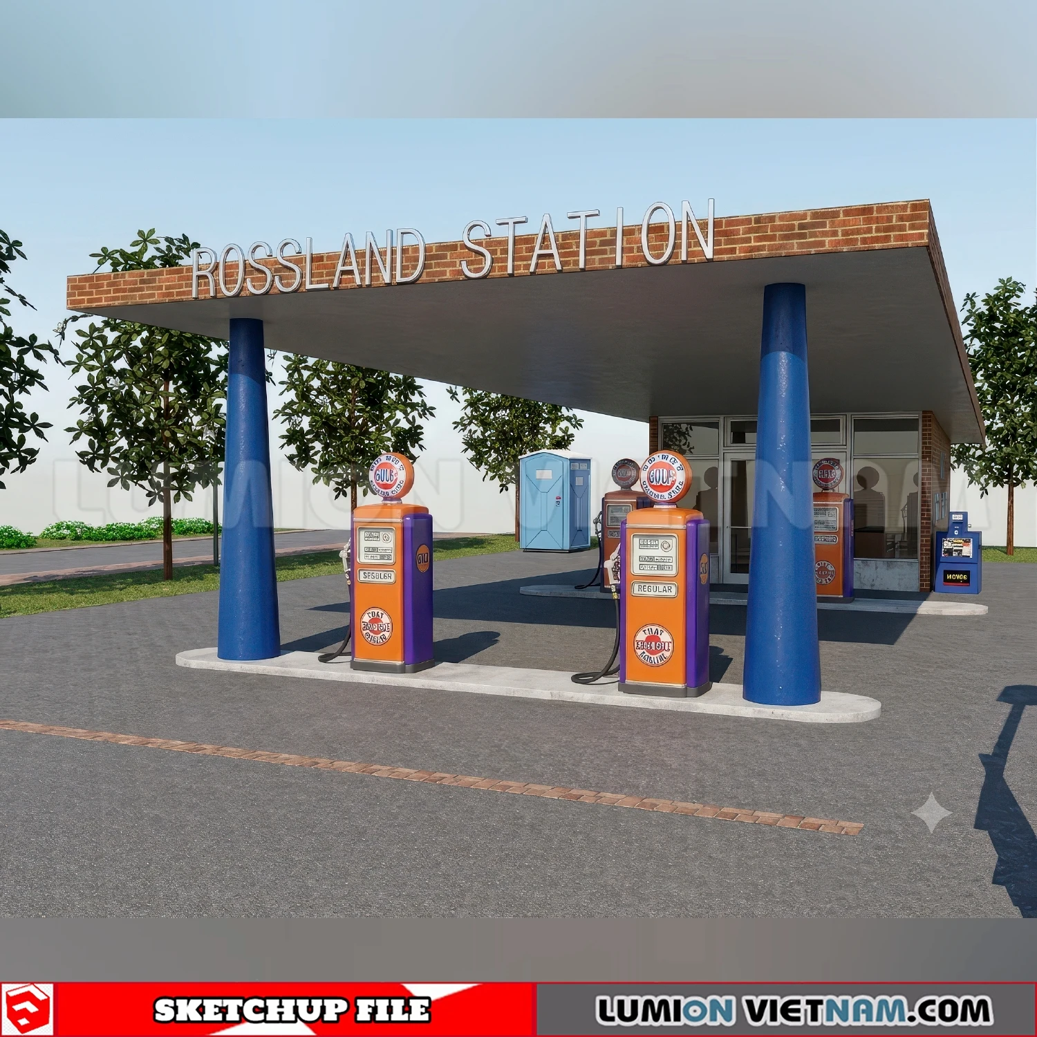 260720 Gas Station Material Sketchup Model