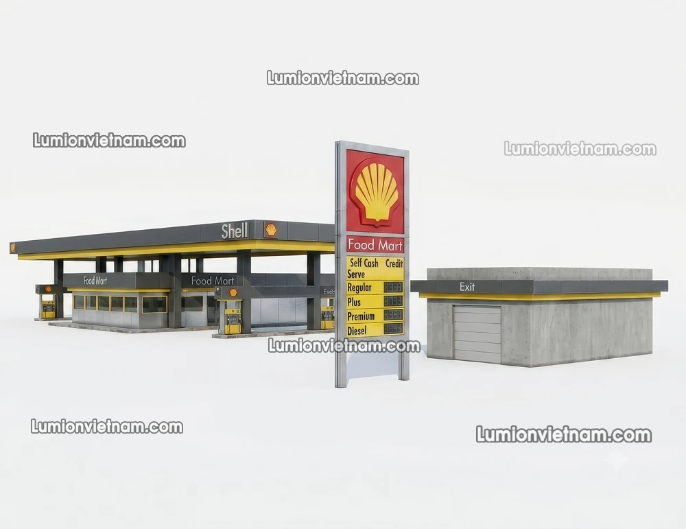260720 Gas Station Material 68 Sketchup Model