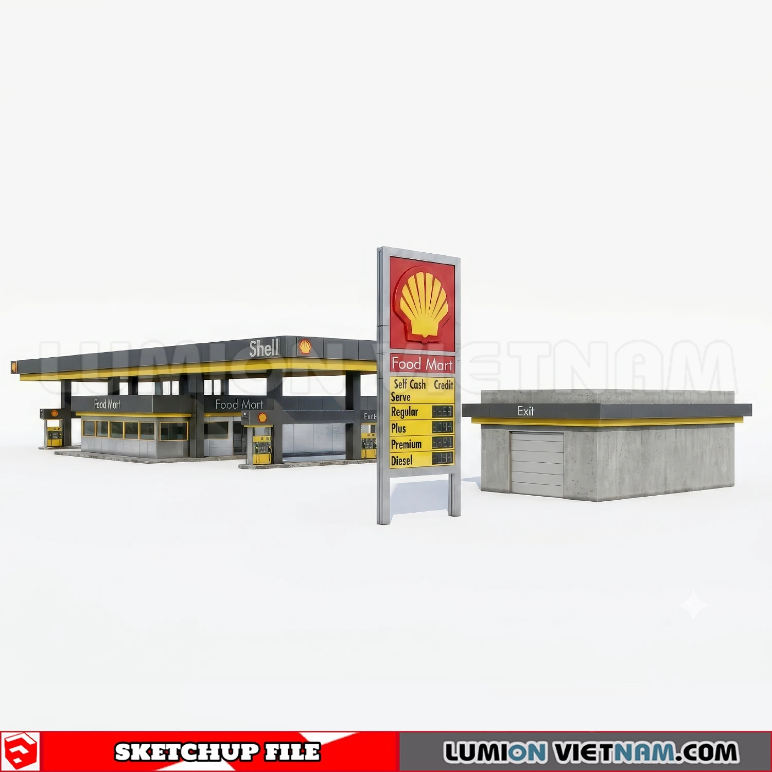 260720 Gas Station Material Sketchup Model