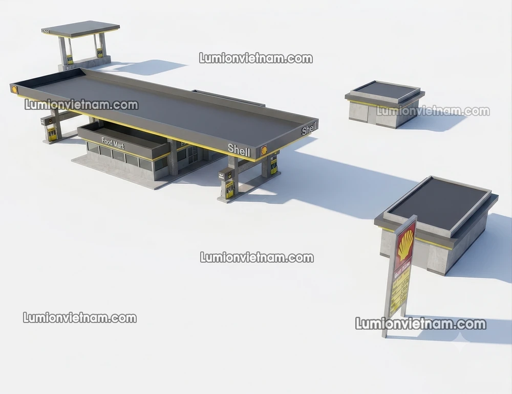 260720 Gas Station Material 69 Sketchup Model