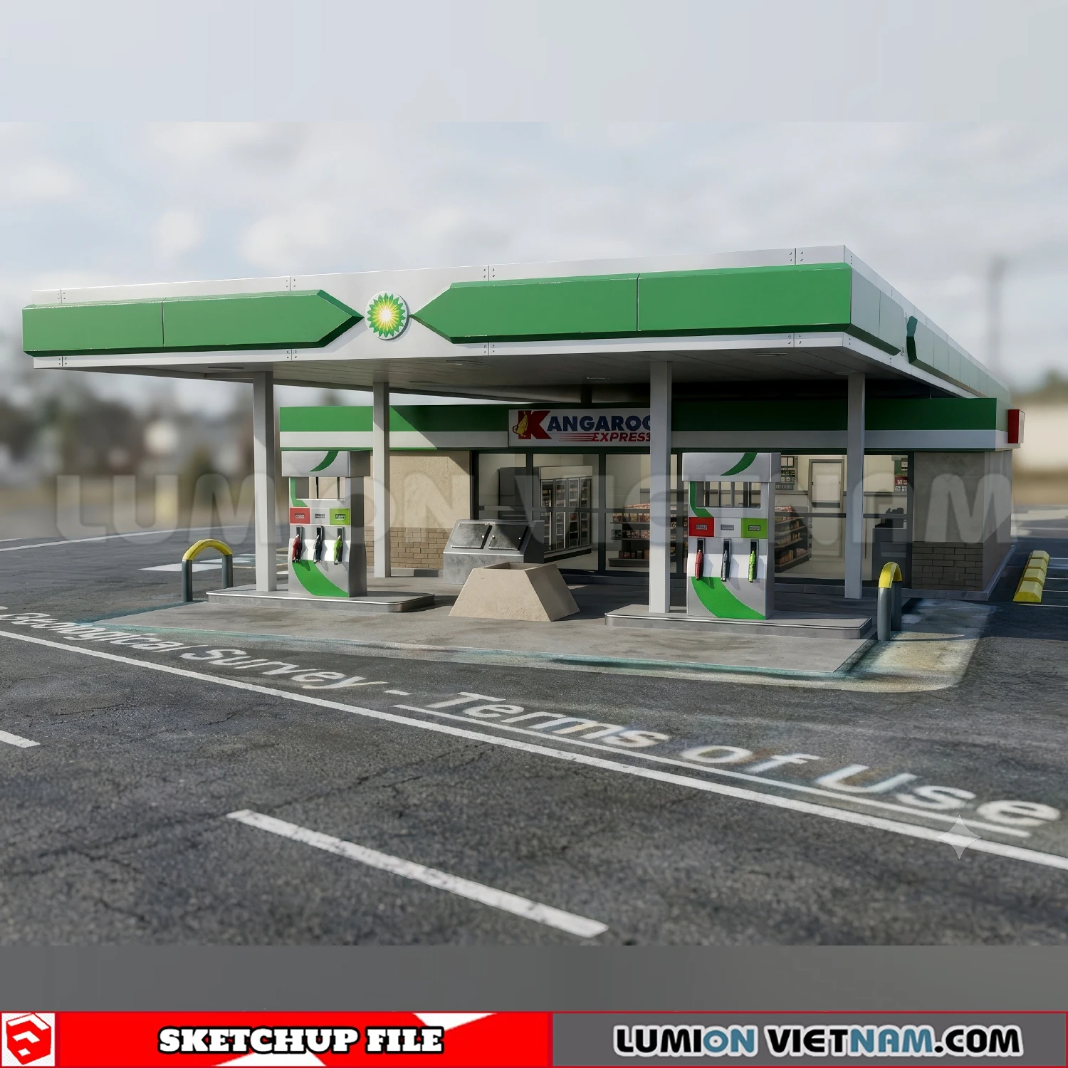 260720 Gas Station Material Sketchup Model