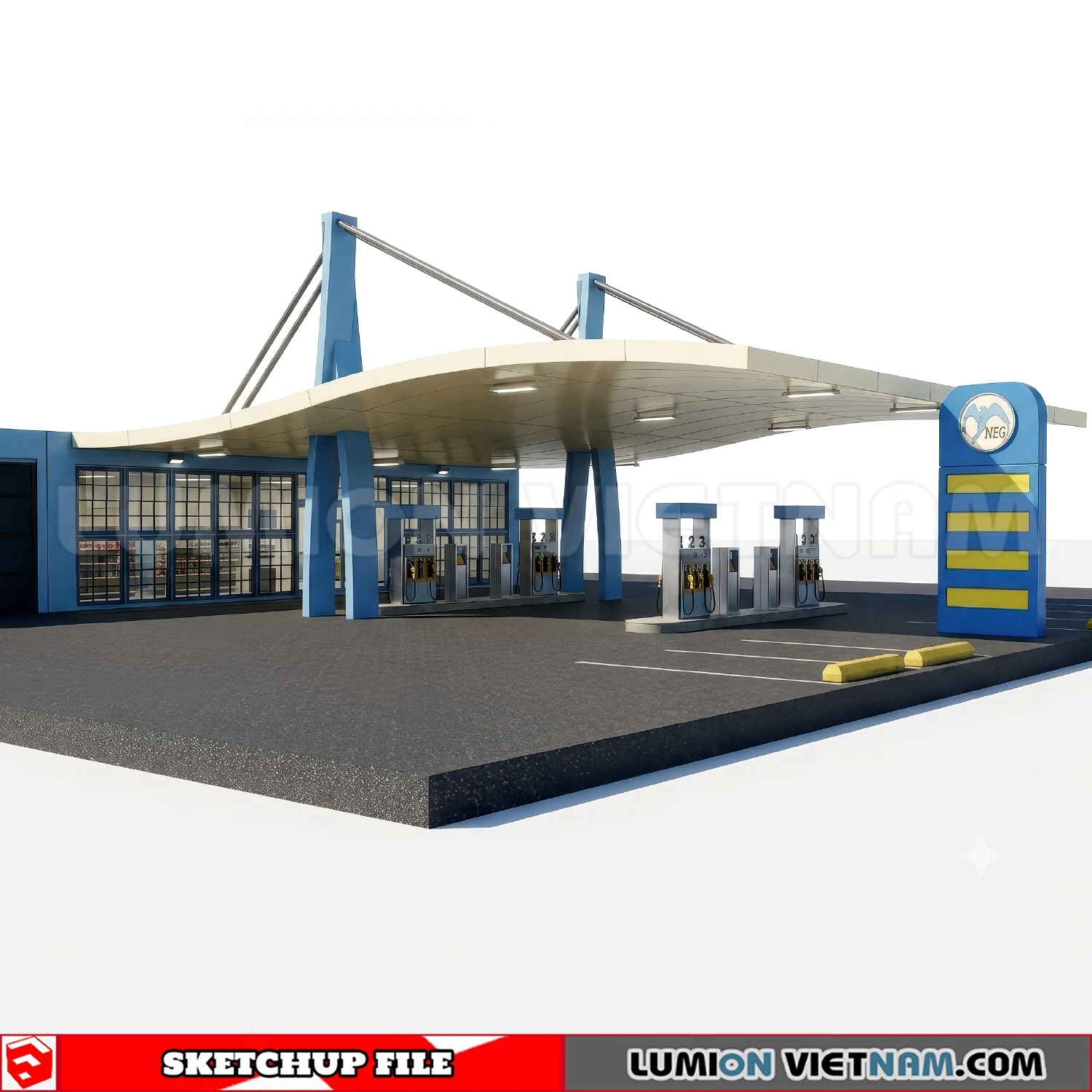 260720 Gas Station Material Sketchup Model