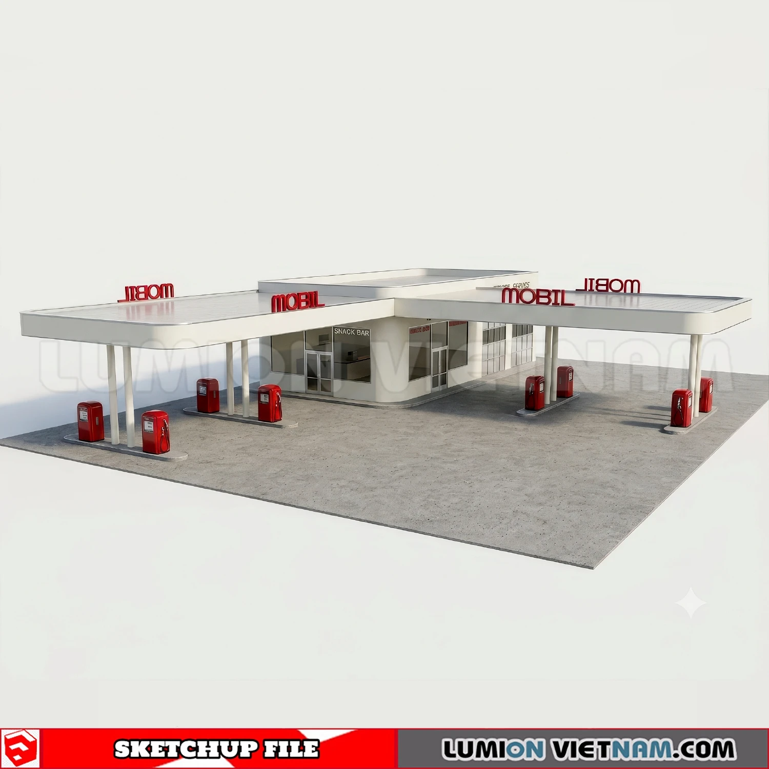 260720 Gas Station Material Sketchup Model