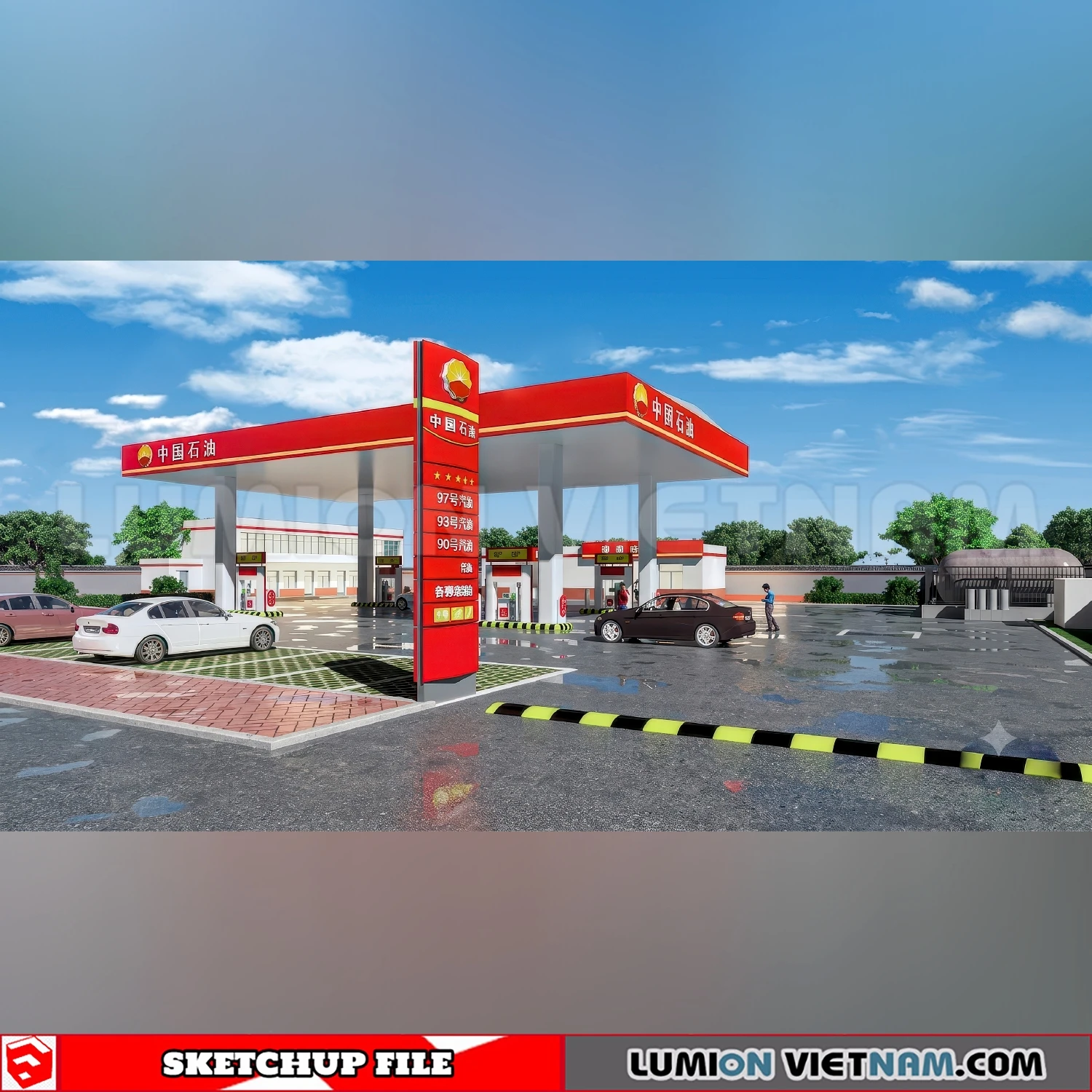 260720 Gas Station Material Sketchup Model