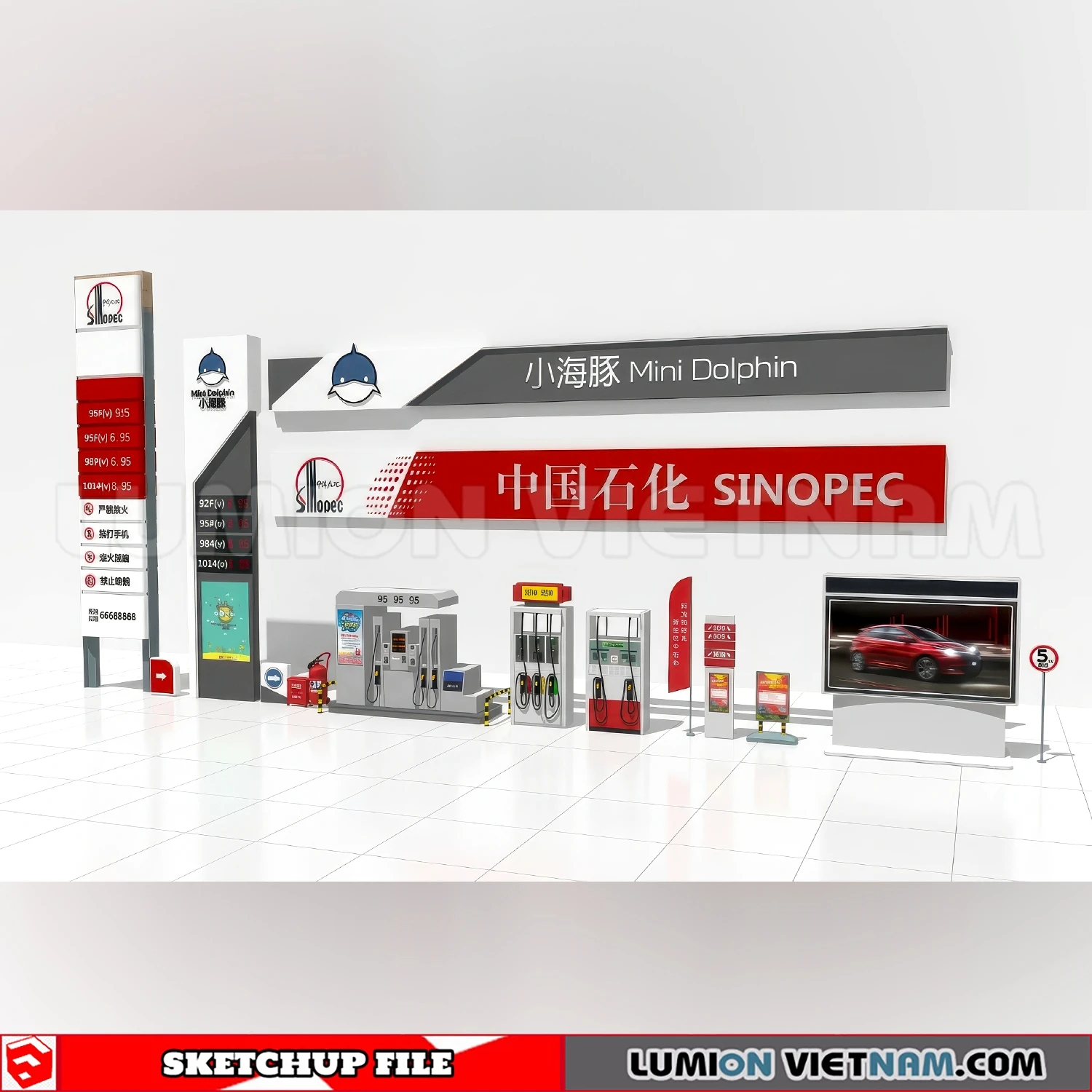 260720 Gas Station Material Sketchup Model