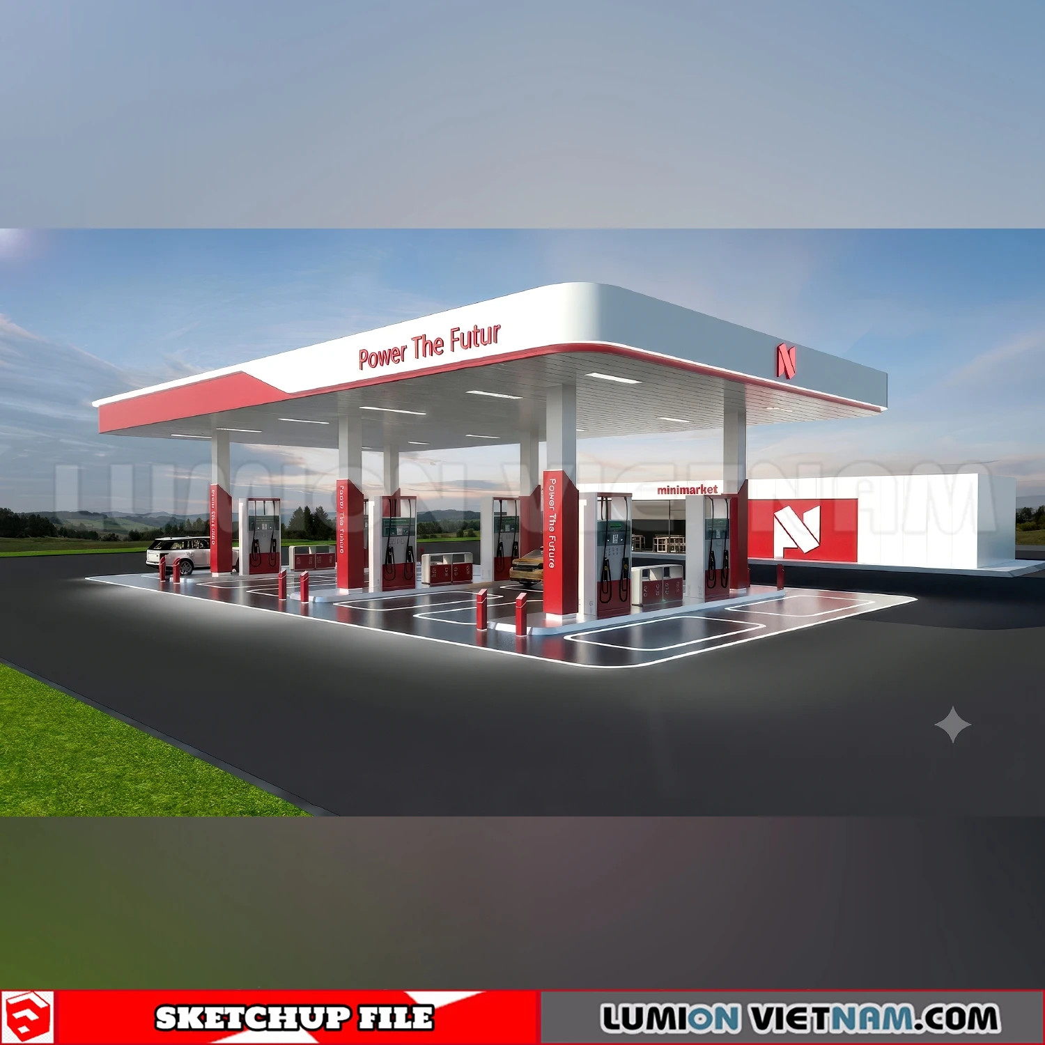 260720 Gas Station Material Sketchup Model