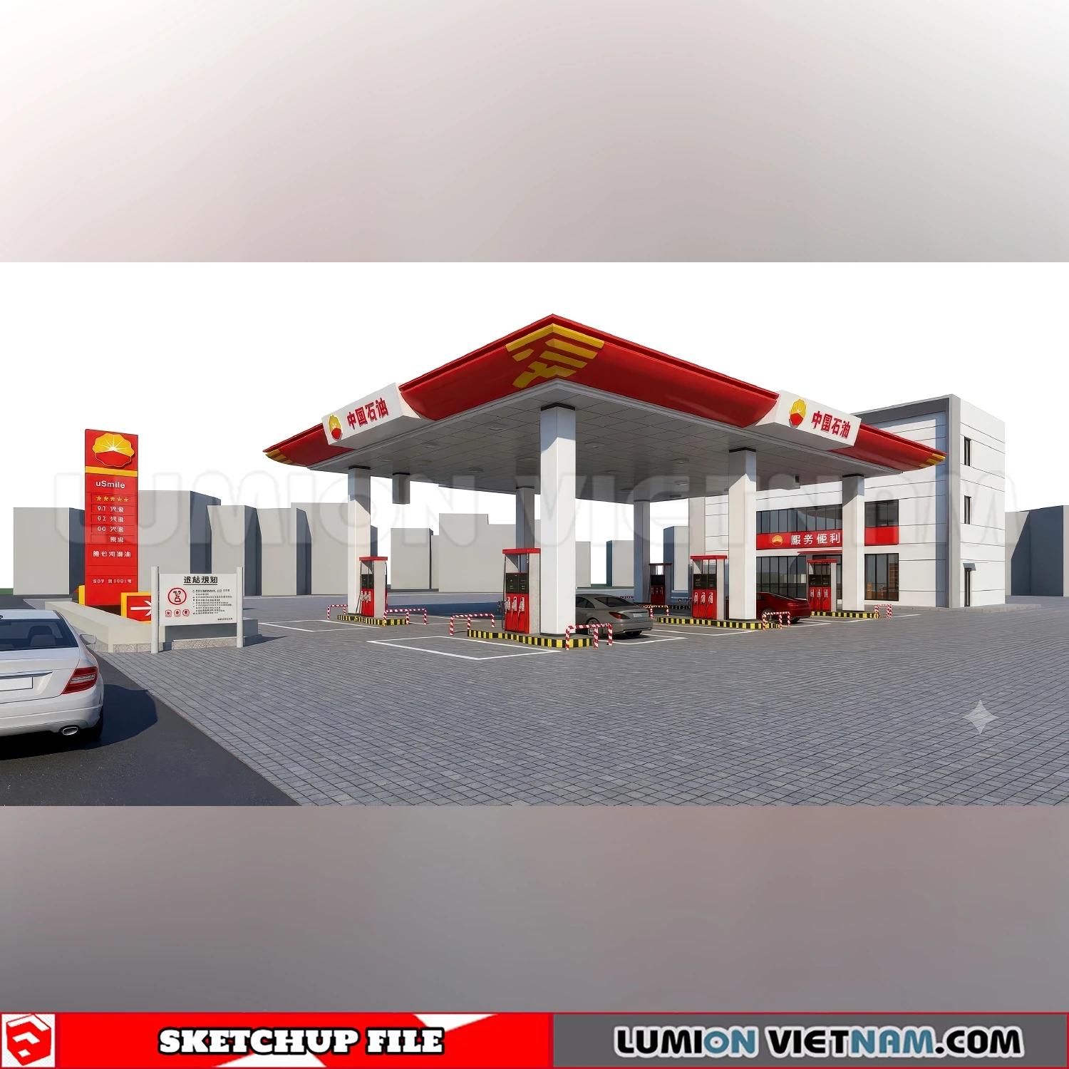 260720 Gas Station Material Sketchup Model
