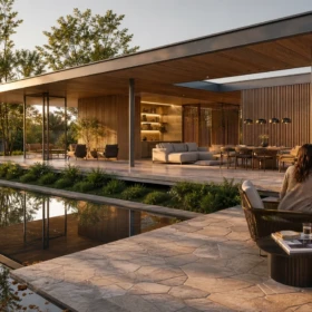 Contemporary pavilion visualization representing a presentation-ready Lumion 2026.1 workflow