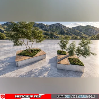 260809 Outdoor Landscape Seating & Planter 18 Sketchup Model
