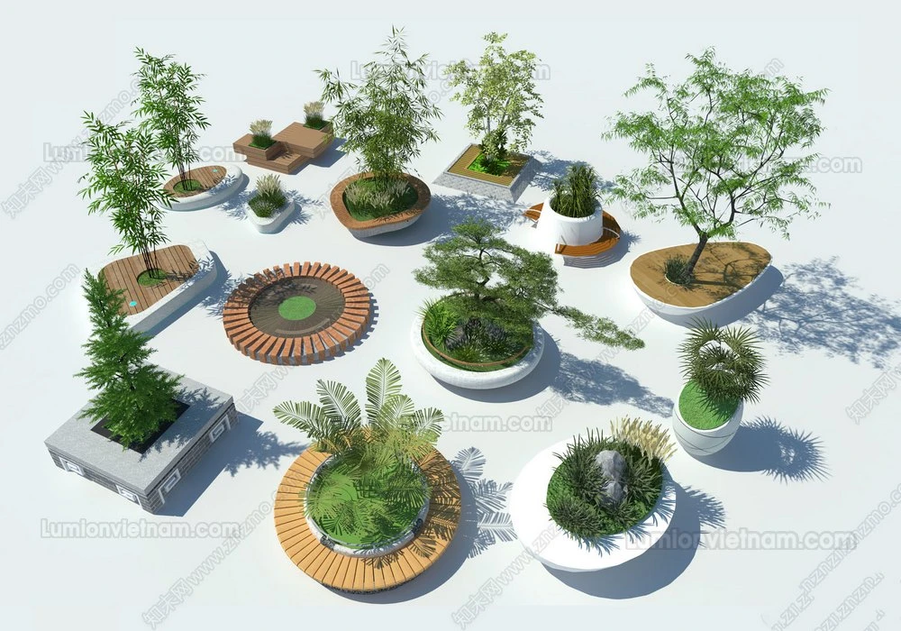 260809 Outdoor Landscape Seating & Planter 20 Sketchup Model