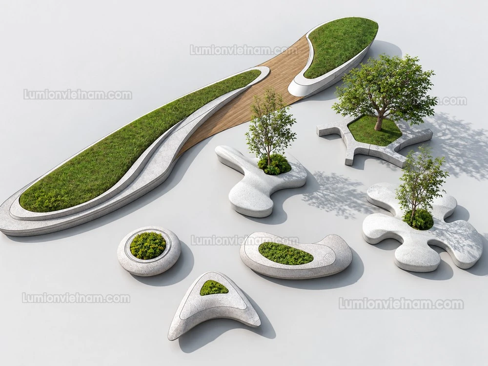 260809 Outdoor Landscape Seating & Planter 23 Sketchup Model
