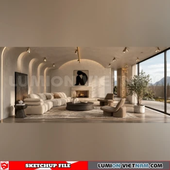 260917 Wabi sabi style Living room 10 Sketchup Model