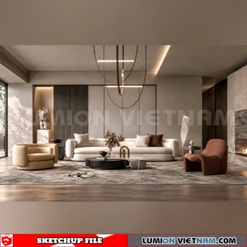 260917 Wabi sabi style Living room 12 Sketchup Model