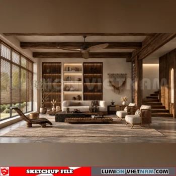 260917 Wabi sabi style Living room 16 Sketchup Model