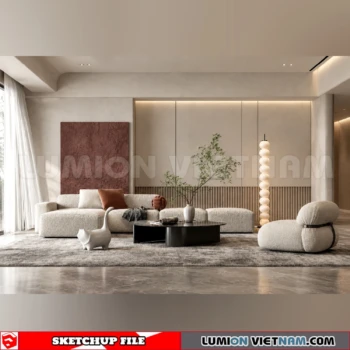 260917 Wabi sabi style Living room 2 Sketchup Model