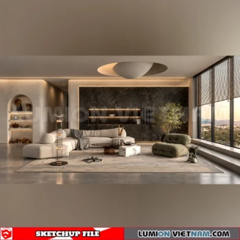 260917 Wabi sabi style Living room 3 Sketchup Model