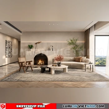 260917 Wabi sabi style Living room 39 Sketchup Model
