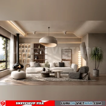 260917 Wabi sabi style Living room 5 Sketchup Model