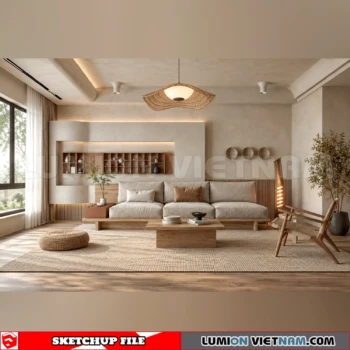 260917 Wabi sabi style Living room 6 Sketchup Model