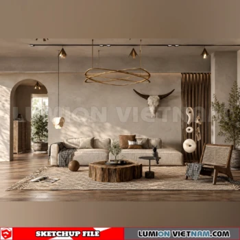 260917 Wabi sabi style Living room 67 Sketchup Model