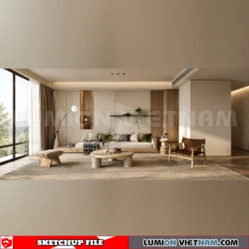 260917 Wabi sabi style Living room 9 Sketchup Model