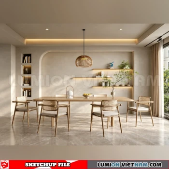 260918 Wabi sabi style Dining room 1 Sketchup Model