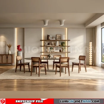 260918 Wabi sabi style Dining room 10 Sketchup Model