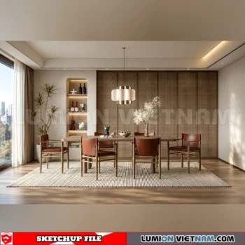 260918 Wabi sabi style Dining room 11 Sketchup Model