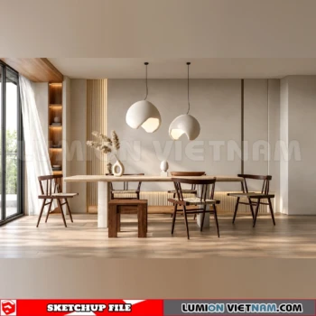 260918 Wabi sabi style Dining room 13 Sketchup Model