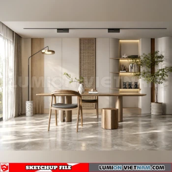 260918 Wabi sabi style Dining room 17 Sketchup Model