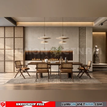 260918 Wabi sabi style Dining room 19 Sketchup Model
